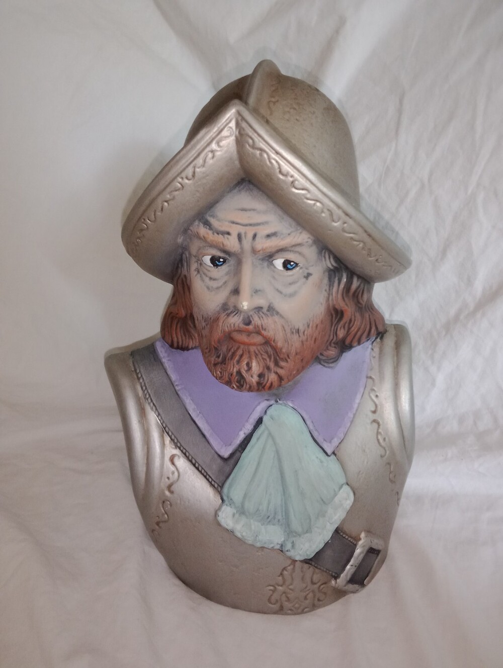 Vintage Holland Mold Spanish Conquistador Ceramic Bust 12" Tall Man Cave Decor